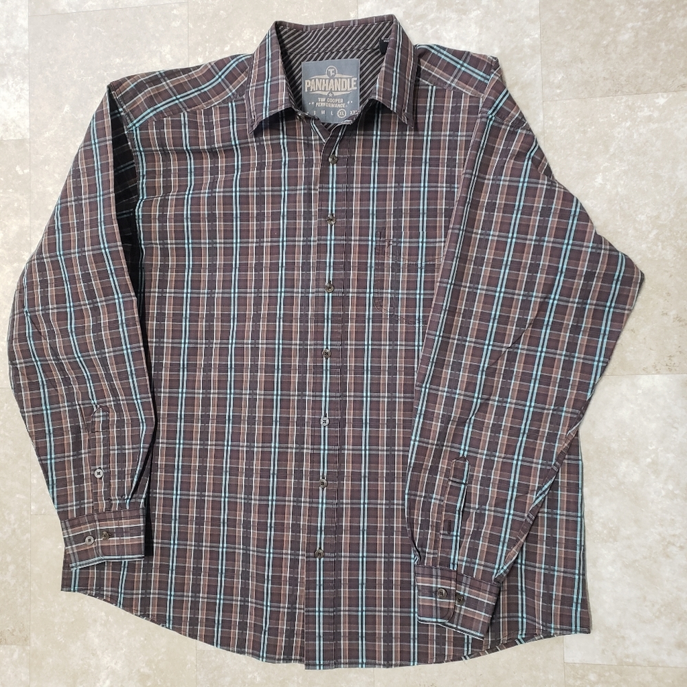 Panhandle Tuf Cooper Performance Shirt Plaid Button Down LS Mens Sz. XL Country
